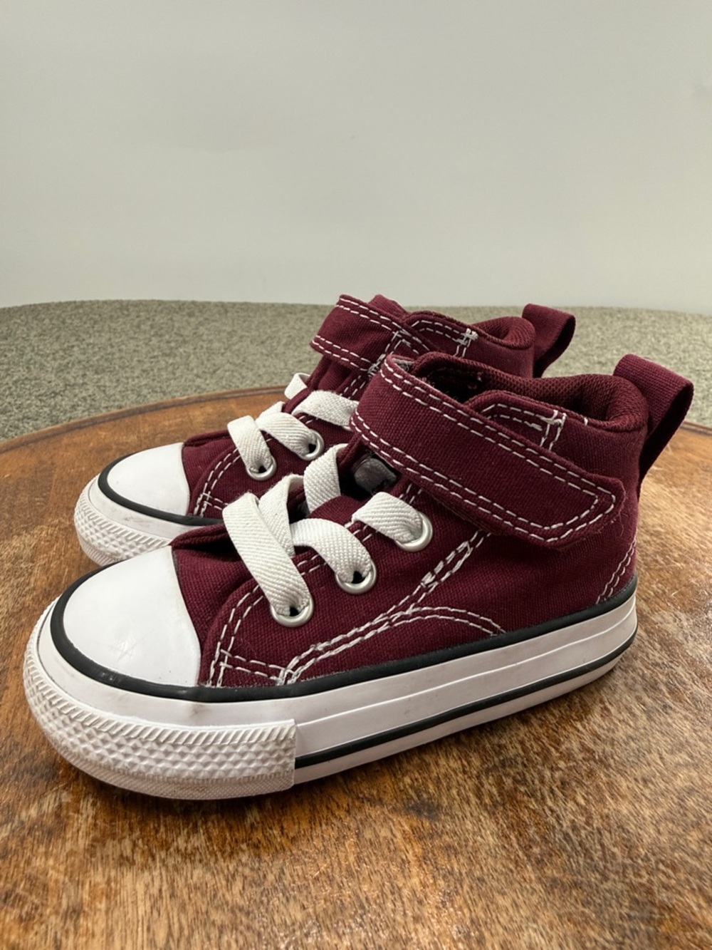 Converse All Star Shoes Baby Toddler 5 Burgundy Canvas High Top Sneakers